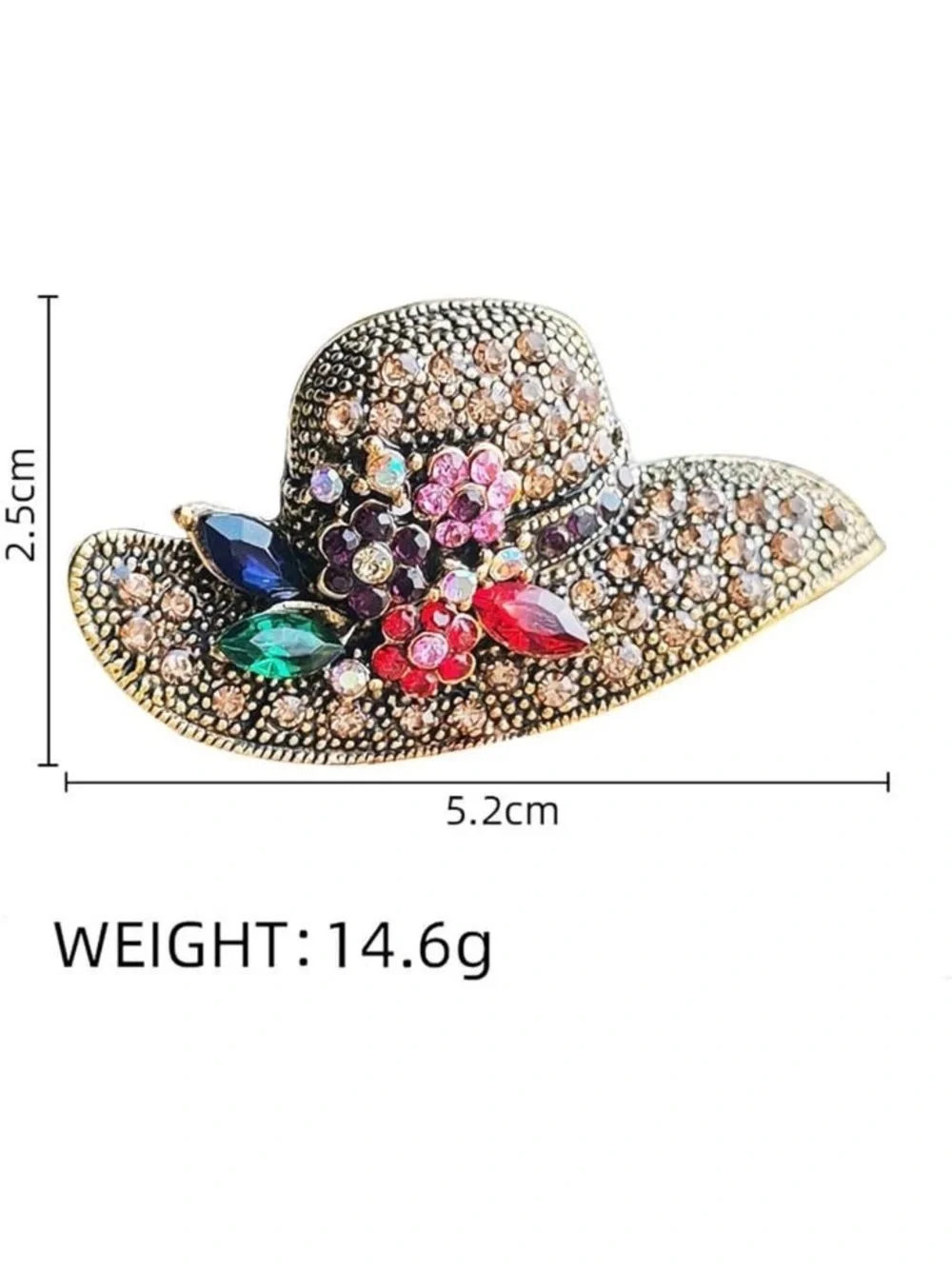 Anthropologie Multicolor Crystal Hat Brooch